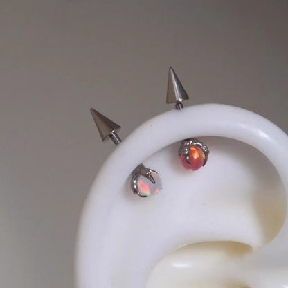Faux Alloy Gemstone Earring Claw Through