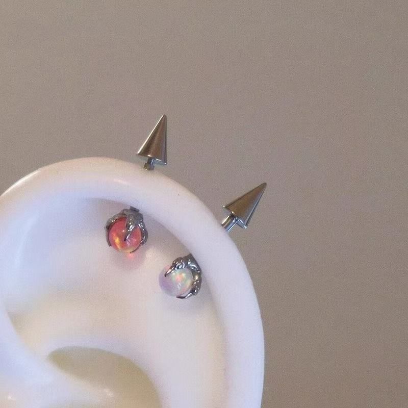 Faux Alloy Gemstone Earring Claw Through