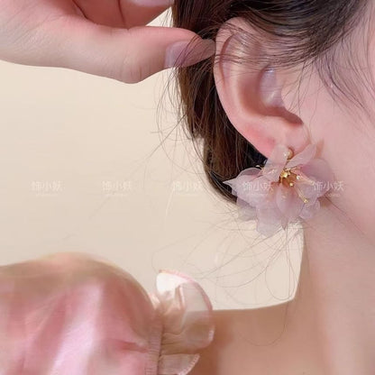 Organza Earring Alloy Petal Drop