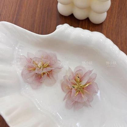 Organza Earring Alloy Petal Drop