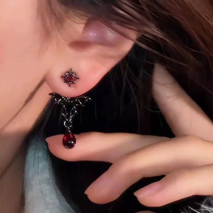 Earring Dangle Bat Alloy Rhinestone