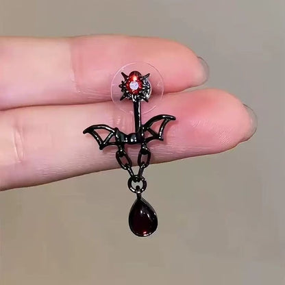 Earring Dangle Bat Alloy Rhinestone