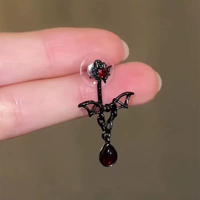 Earring Dangle Bat Alloy Rhinestone