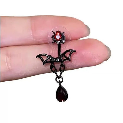 Earring Dangle Bat Alloy Rhinestone