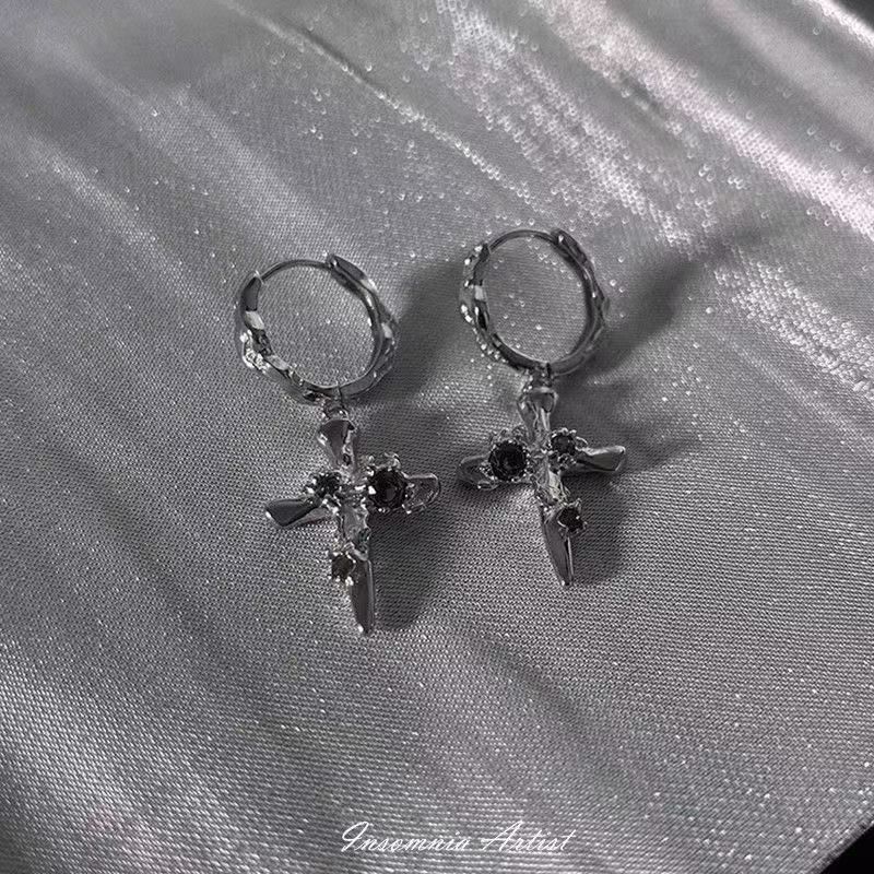 Earring Cross Drop Alloy