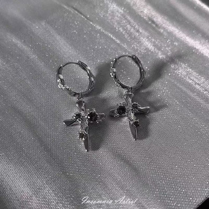 Earring Cross Drop Alloy