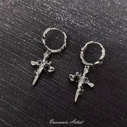 Earring Cross Drop Alloy