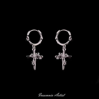 Earring Cross Drop Alloy