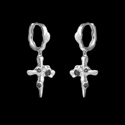 Earring Cross Drop Alloy