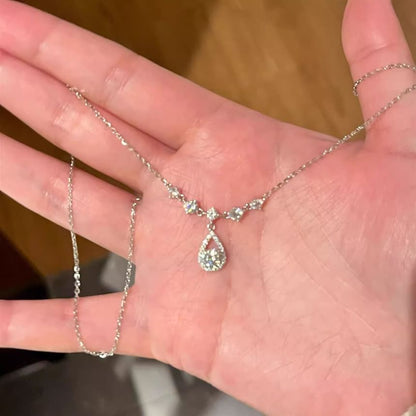 Alloy Pendant Rhinestone Droplet Necklace