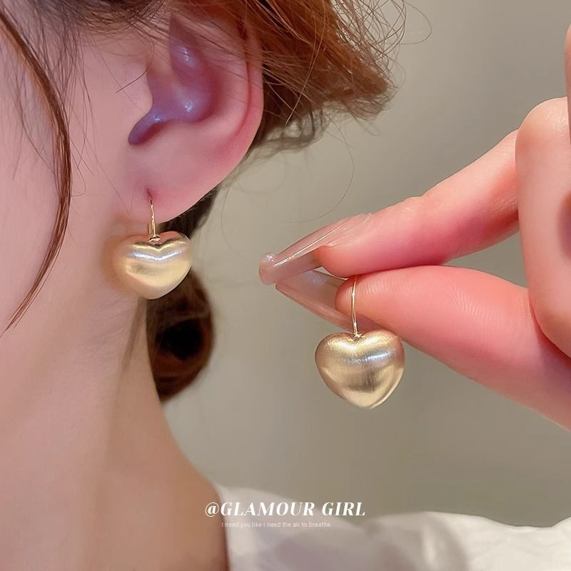 Heart Brushed Drop Alloy Earring
