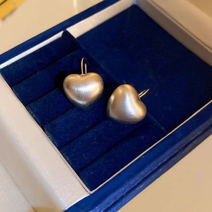 Heart Brushed Drop Alloy Earring