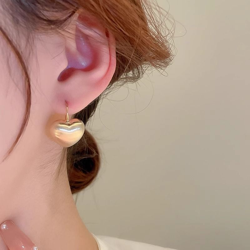 Heart Brushed Drop Alloy Earring