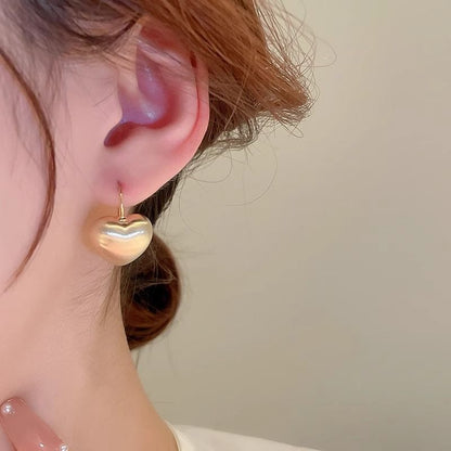 Heart Brushed Drop Alloy Earring