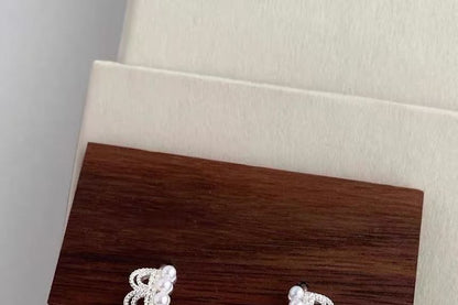 Huggie Pearl Lace Faux Earring Alloy