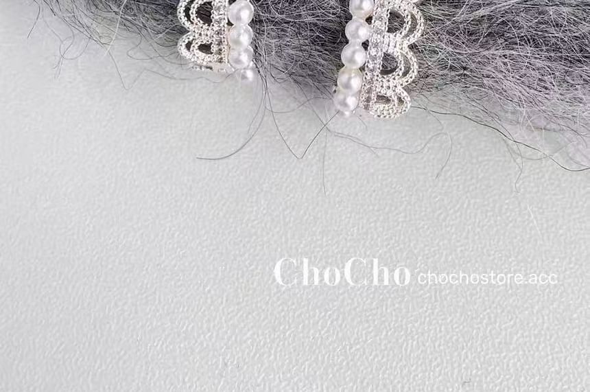 Huggie Pearl Lace Faux Earring Alloy