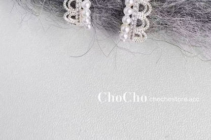 Huggie Pearl Lace Faux Earring Alloy