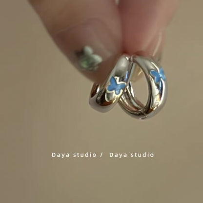 Butterfly Alloy Huggie Glaze Earring