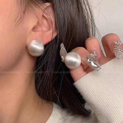 Bead Alloy Brushed Stud Earring