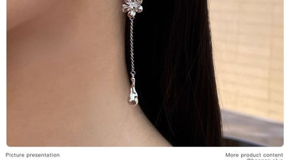 Floral Dangle Alloy Earring Asymmetrical
