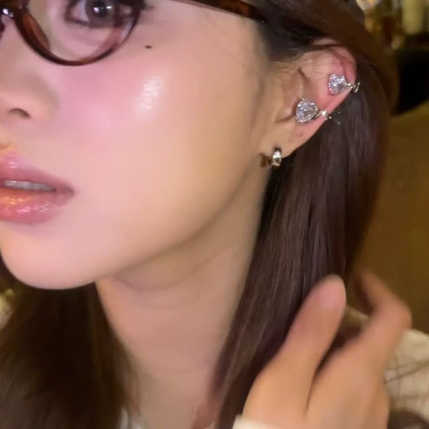 Heart Ear of 4: Cuff Rhinestone Set Alloy