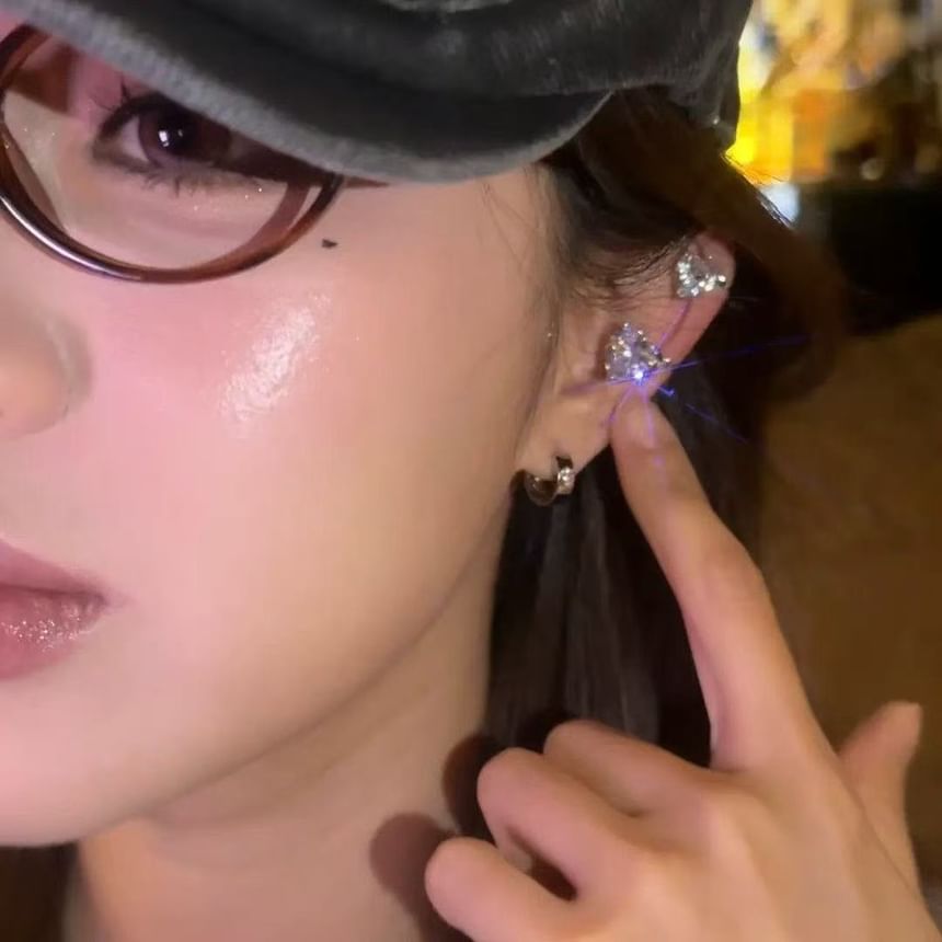 Heart Ear of 4: Cuff Rhinestone Set Alloy