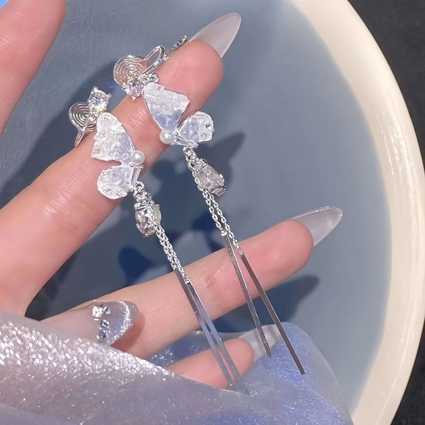 Alloy Earring Faux Butterfly Threader Crystal