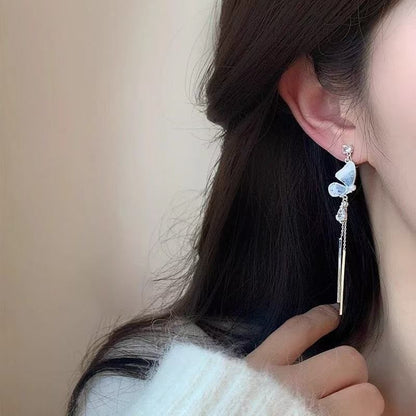 Alloy Earring Faux Butterfly Threader Crystal