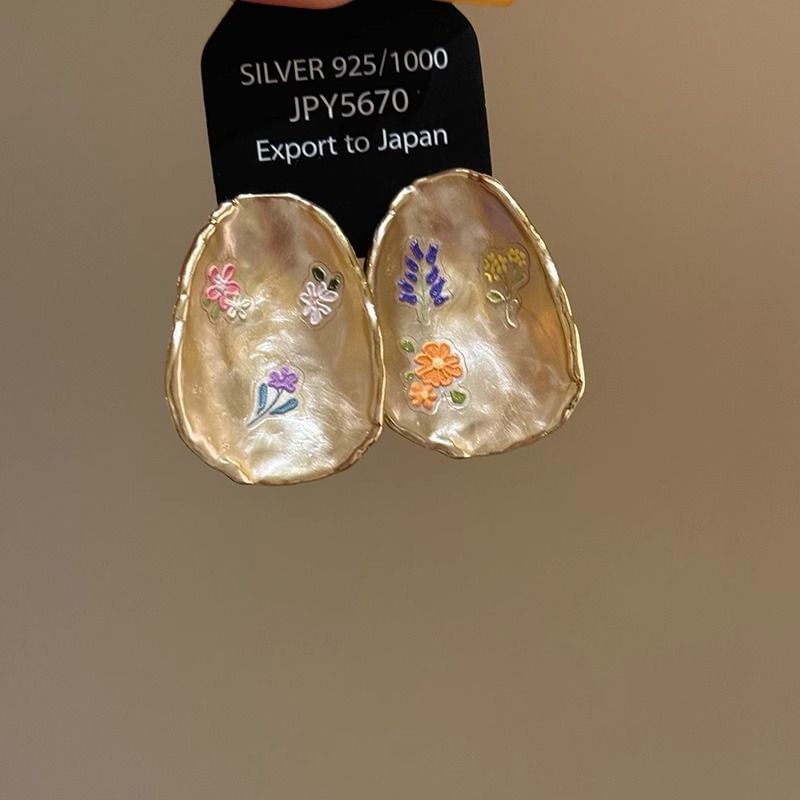 Glaze Earring Floral Statement Alloy