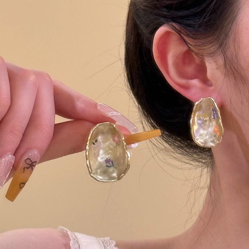 Glaze Earring Floral Statement Alloy