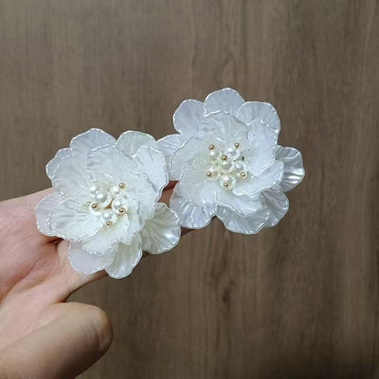 Floral Statement Pearl Faux Earring Alloy