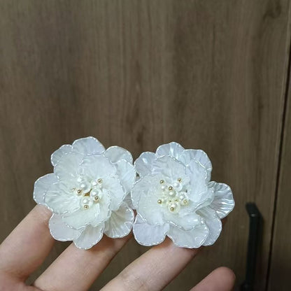 Floral Statement Pearl Faux Earring Alloy