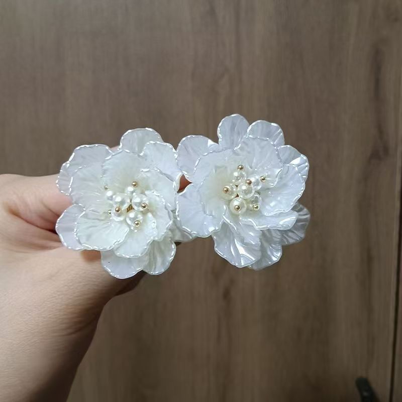 Floral Statement Pearl Faux Earring Alloy