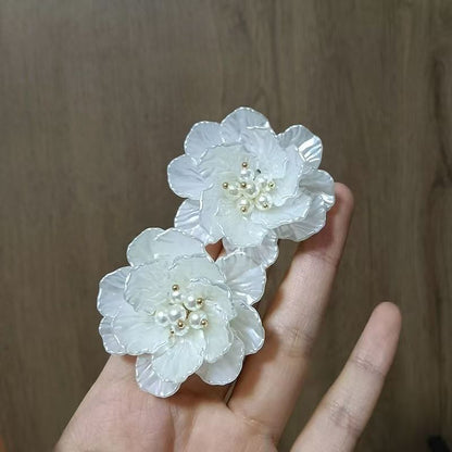 Floral Statement Pearl Faux Earring Alloy