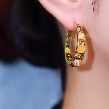 Earring Faux Alloy Rhinestone Hoop Gemstone