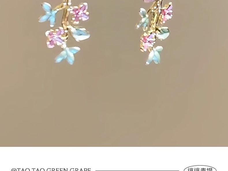 Floral Earring Dangle Alloy