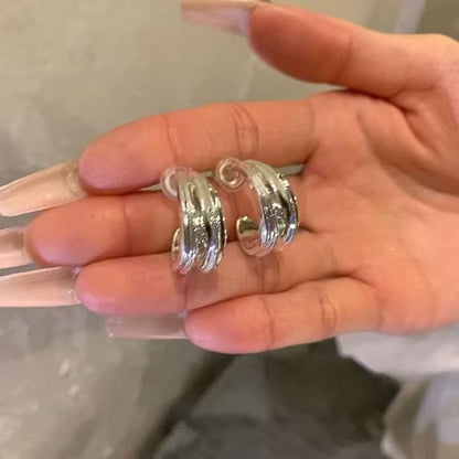 Alloy Hoop Textured Earring Open