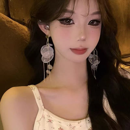 Shell Disc Earring Alloy Statement