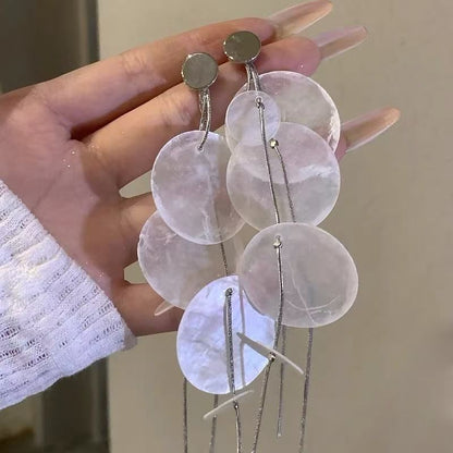 Shell Disc Earring Alloy Statement