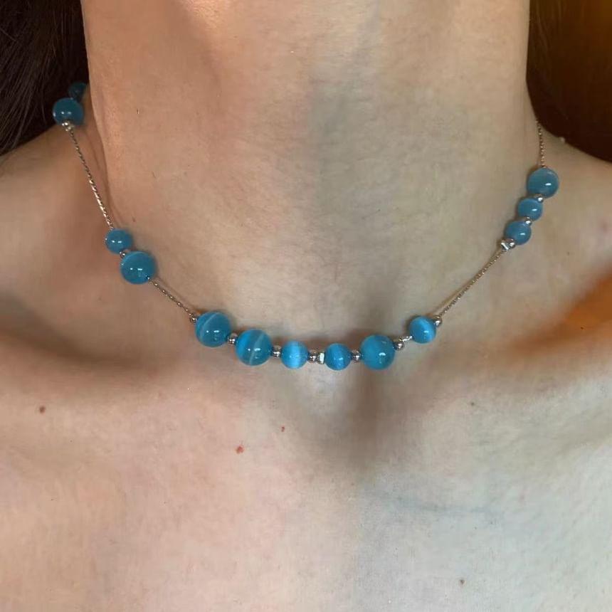 Alloy Gemstone Bead Choker Faux