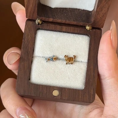 Alloy Fish Earring Stud Asymmetrical Cat