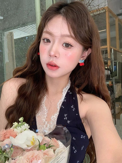 Bead Stud Earring Cherry