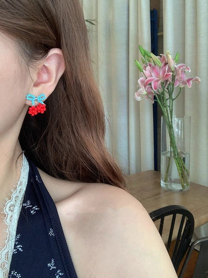 Bead Stud Earring Cherry