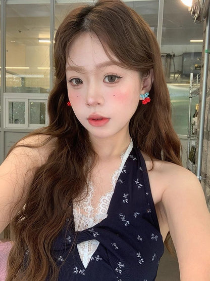 Bead Stud Earring Cherry