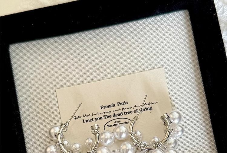 Pearl Alloy Drop Faux Earring