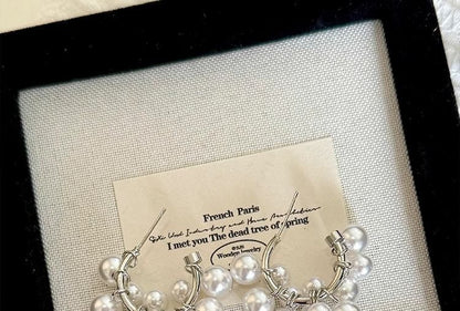 Pearl Alloy Drop Faux Earring