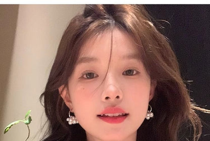 Pearl Alloy Drop Faux Earring