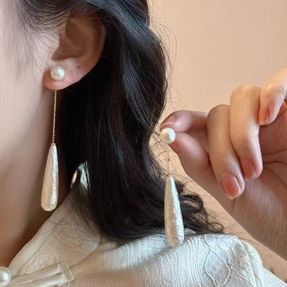 Faux Pearl Alloy Dangle Droplet Earring