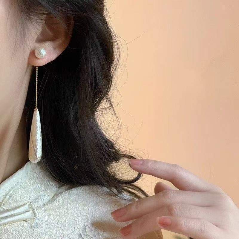 Faux Pearl Alloy Dangle Droplet Earring