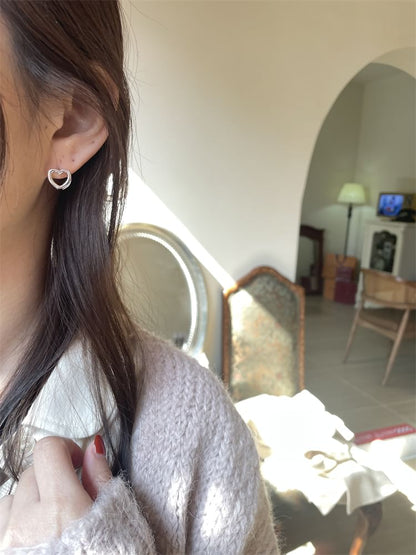 Leverback Heart Ear Sterling Stud Silver